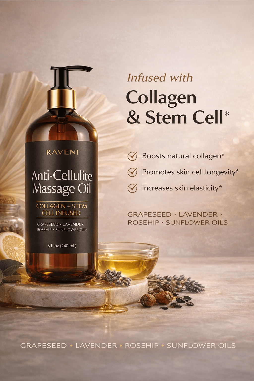 Skin Firming Moisturizing Body Massage Oil - Raveni