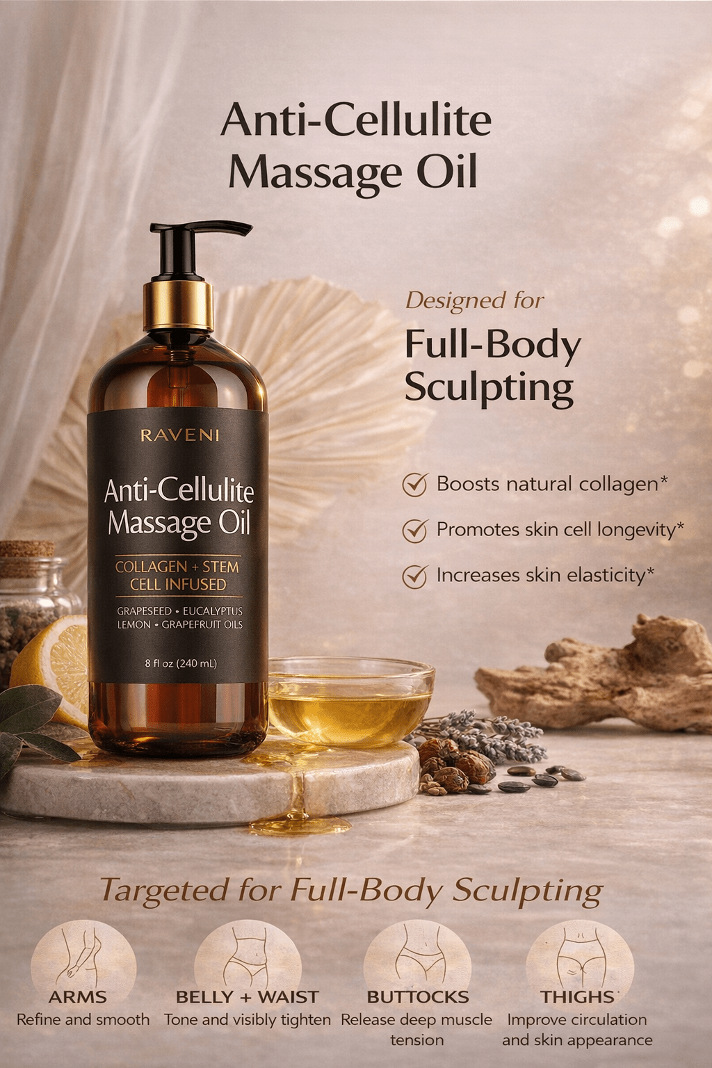 Skin Firming Moisturizing Body Massage Oil - Raveni