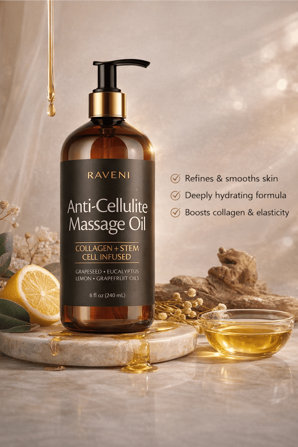 Skin Firming Moisturizing Body Massage Oil - Raveni